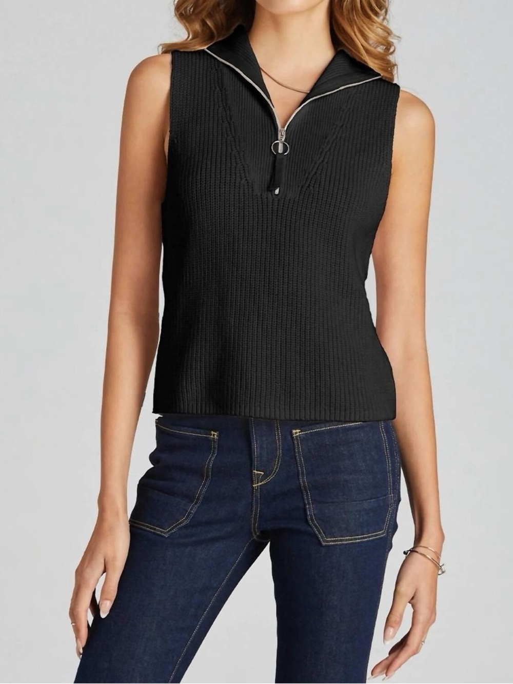 525 America half zip Sleeveless sweater vest black XL